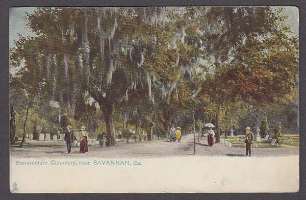 A postcard showing the history of Bonaventure Cemetery