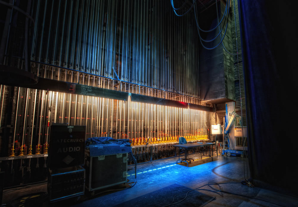 Backstage photograph at the Lucas Theatre