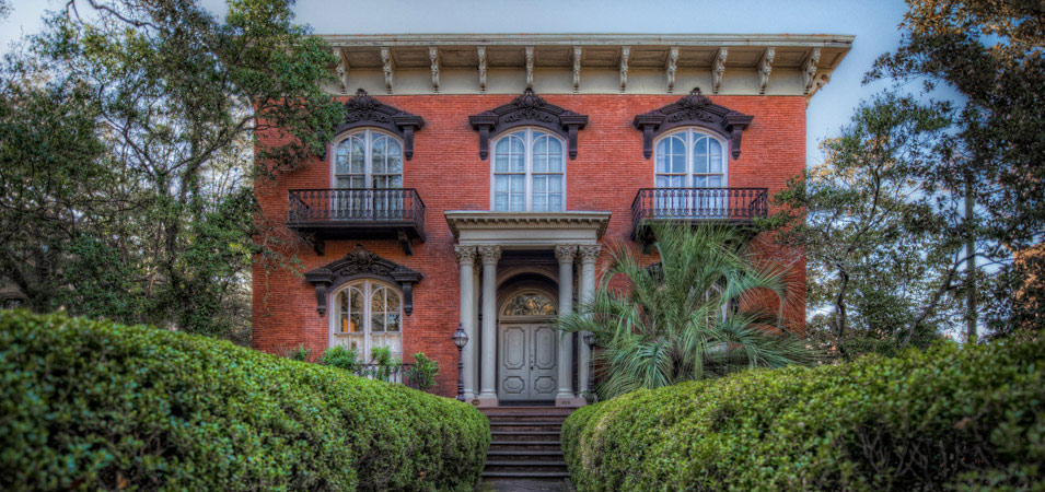 The Mercer-Williams House, one of Savannah's historic homes, made famous by the book Midnight in the Garden of Good and Evil.