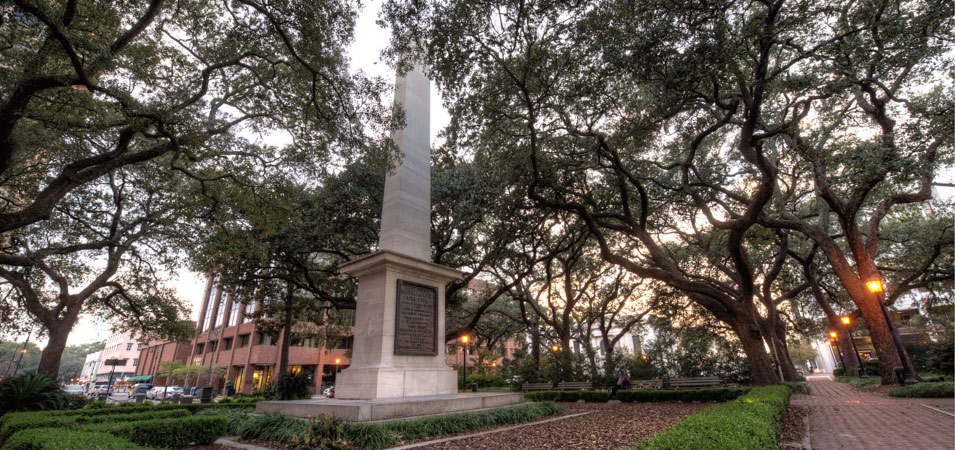 The Nathaniel Greene Monument which can be found in Johnson Square